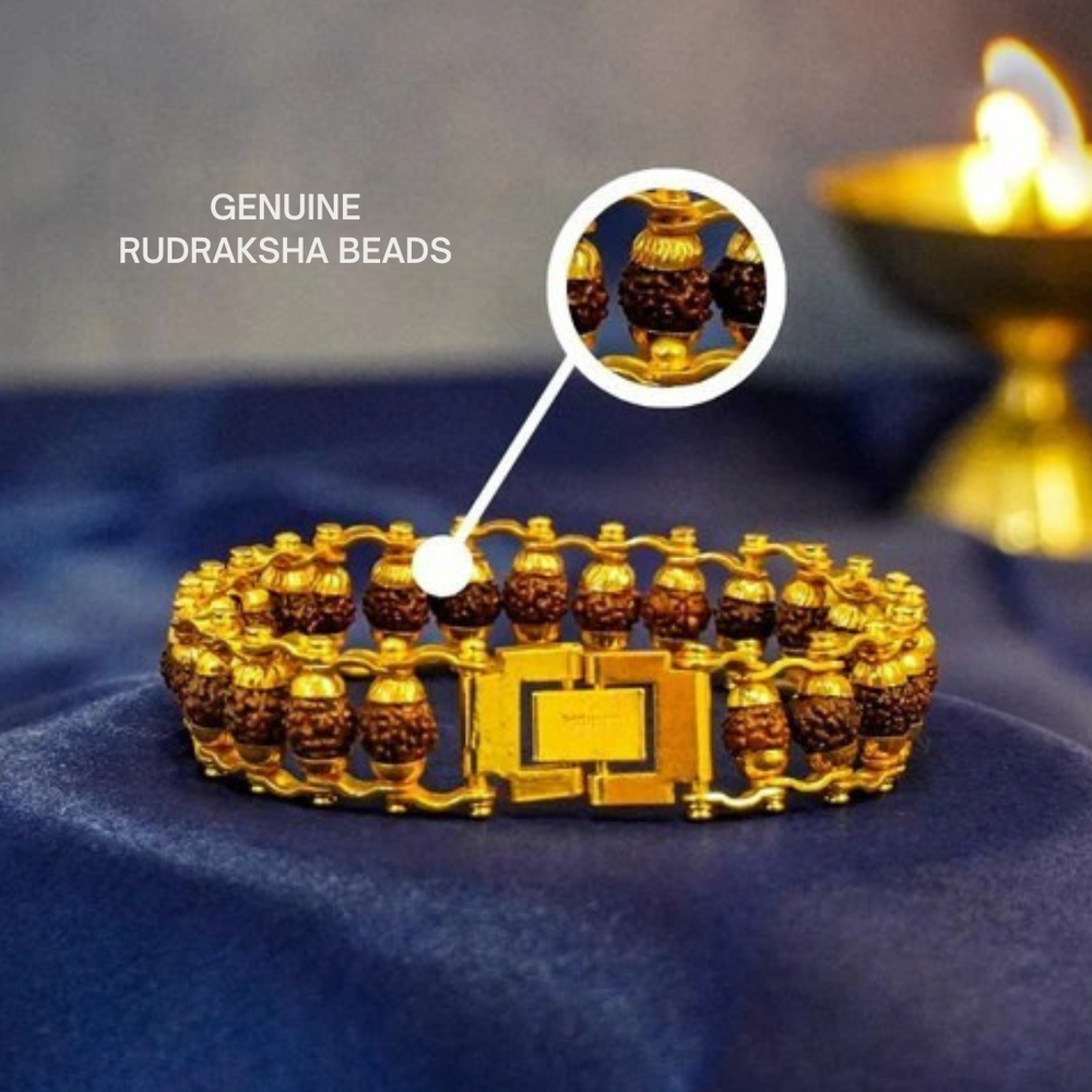 Gold Plated Modern Rudraksha Bracelet