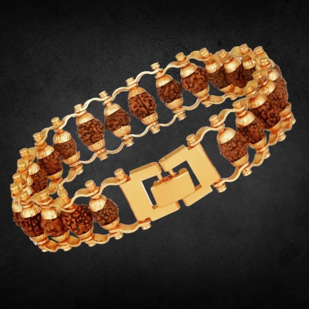 Gold Plated Modern Rudraksha Bracelet
