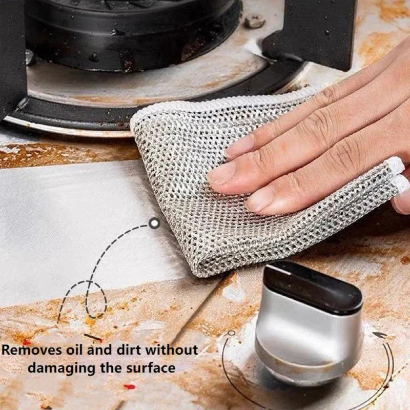 Non-Scratch Steel Wire Dish Wash Cloth | 10 Pcs Pack | Free Delivery